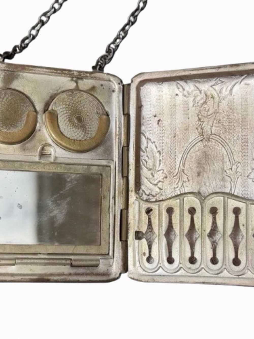 Antique Standard Mail Order Co NY Dance Purse Compact German Silver Art Deco - Picture 5 of 9